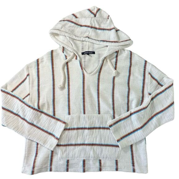 Ocean Drive Striped Terry Cloth Beach Hoodie Poncho, Small - Picture 1 of 9